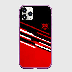 Чехол iPhone 11 Pro матовый Ведьмак полосы геометрия, цвет: 3D-фиолетовый