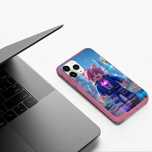 Чехол iPhone 11 Pro матовый Roblox pink hair / 3D-Малиновый – фото 3