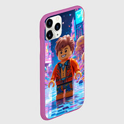 Чехол iPhone 11 Pro матовый Roblox в неоновом городе, цвет: 3D-фиолетовый — фото 2