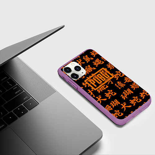 Чехол iPhone 11 Pro матовый PUBG japan steel / 3D-Фиолетовый – фото 3