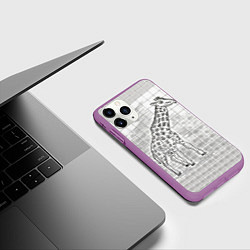 Чехол iPhone 11 Pro матовый Жираф на тетрадном листе, цвет: 3D-фиолетовый — фото 2