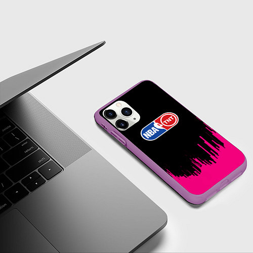 Чехол iPhone 11 Pro матовый NBA розовые краски / 3D-Фиолетовый – фото 3
