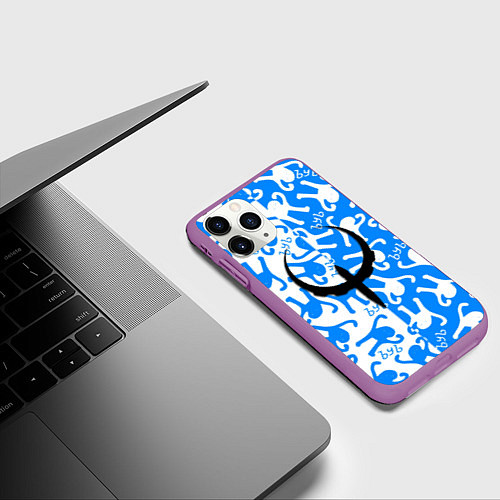 Чехол iPhone 11 Pro матовый Ъуъ съука x quake / 3D-Фиолетовый – фото 3