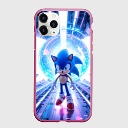 Чехол iPhone 11 Pro матовый Sonic неоновые крылья, цвет: 3D-малиновый