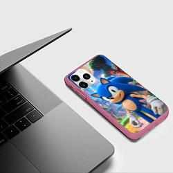 Чехол iPhone 11 Pro матовый Sonic красочный мир, цвет: 3D-малиновый — фото 2