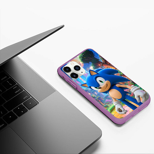 Чехол iPhone 11 Pro матовый Sonic красочный мир / 3D-Фиолетовый – фото 3