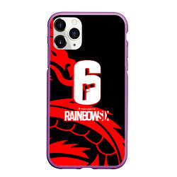 Чехол iPhone 11 Pro матовый Rainbow six dragon fire logo, цвет: 3D-фиолетовый