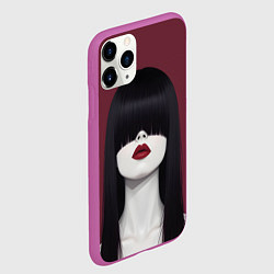 Чехол iPhone 11 Pro матовый Поп арт девушка на бордовом, цвет: 3D-фиолетовый — фото 2