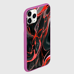 Чехол iPhone 11 Pro матовый Красно-чёрный мрамор, цвет: 3D-фиолетовый — фото 2