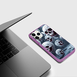 Чехол iPhone 11 Pro матовый Шарики черепа, цвет: 3D-фиолетовый — фото 2