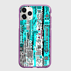 Чехол iPhone 11 Pro матовый Киберпанк паттерн голубой, цвет: 3D-фиолетовый