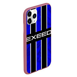 Чехол iPhone 11 Pro матовый Exeed - синие полосы, цвет: 3D-малиновый — фото 2