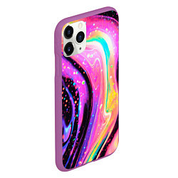 Чехол iPhone 11 Pro матовый Жидкая энергия космоса - нейросеть, цвет: 3D-фиолетовый — фото 2