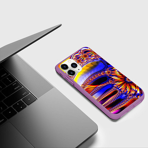 Чехол iPhone 11 Pro матовый Психоделика стекло / 3D-Фиолетовый – фото 3