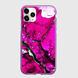 Чехол iPhone 11 Pro матовый Розовый треснувший камень, цвет: 3D-фиолетовый
