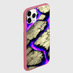 Чехол iPhone 11 Pro матовый Треснувший камень фиолетовый, цвет: 3D-малиновый — фото 2