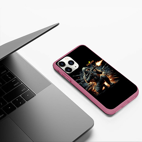 Чехол iPhone 11 Pro матовый Counter Strike - cool stormtrooper / 3D-Малиновый – фото 3