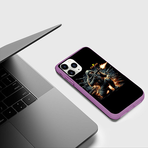 Чехол iPhone 11 Pro матовый Counter Strike - cool stormtrooper / 3D-Фиолетовый – фото 3