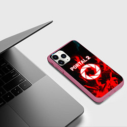 Чехол iPhone 11 Pro матовый Portal flame steel game, цвет: 3D-малиновый — фото 2