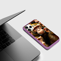 Чехол iPhone 11 Pro матовый Макаки, цвет: 3D-фиолетовый — фото 2