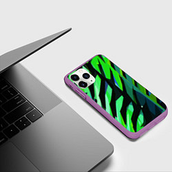 Чехол iPhone 11 Pro матовый Чёрно-зелёная абстракция, цвет: 3D-фиолетовый — фото 2