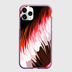 Чехол iPhone 11 Pro матовый Красно-белая абстракция на чёрном фоне, цвет: 3D-фиолетовый