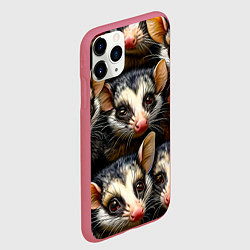 Чехол iPhone 11 Pro матовый Опоссумовые мордочки, цвет: 3D-малиновый — фото 2
