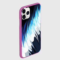 Чехол iPhone 11 Pro матовый Бело-синие острые полосы, цвет: 3D-фиолетовый — фото 2