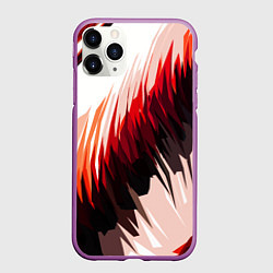 Чехол iPhone 11 Pro матовый Чёрно-красные острые полосы на белом фоне, цвет: 3D-фиолетовый