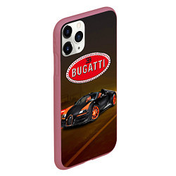 Чехол iPhone 11 Pro матовый Bugatti on the night route, цвет: 3D-малиновый — фото 2