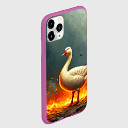 Чехол iPhone 11 Pro матовый Гусь в огне, цвет: 3D-фиолетовый — фото 2