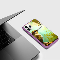 Чехол iPhone 11 Pro матовый Колибри птичка, цвет: 3D-фиолетовый — фото 2