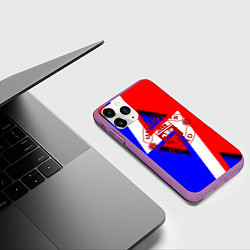 Чехол iPhone 11 Pro матовый Манчестер юнайтед геомтерия, цвет: 3D-фиолетовый — фото 2