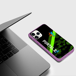 Чехол iPhone 11 Pro матовый Portal camo steel geometry, цвет: 3D-фиолетовый — фото 2