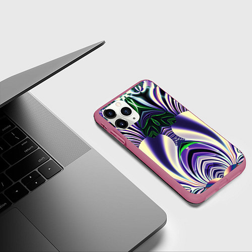 Чехол iPhone 11 Pro матовый Неоновая фольга полосы / 3D-Малиновый – фото 3