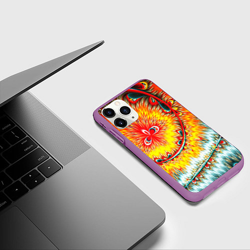 Чехол iPhone 11 Pro матовый Оптические краски текстура / 3D-Фиолетовый – фото 3