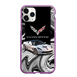 Чехол iPhone 11 Pro матовый Chevrolet Corvette - motorsport racing team, цвет: 3D-фиолетовый