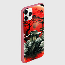 Чехол iPhone 11 Pro матовый Пейзаж Японии в красном цвете, цвет: 3D-малиновый — фото 2