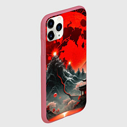 Чехол iPhone 11 Pro матовый Японская черная гора, цвет: 3D-малиновый — фото 2