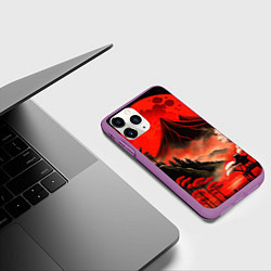 Чехол iPhone 11 Pro матовый Япония природа в красном цвете, цвет: 3D-фиолетовый — фото 2