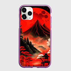 Чехол iPhone 11 Pro матовый Япония природа в красном цвете, цвет: 3D-фиолетовый