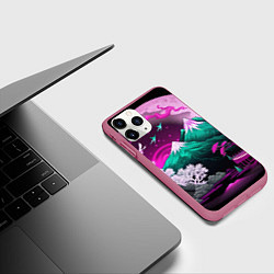 Чехол iPhone 11 Pro матовый Горы японии природа, цвет: 3D-малиновый — фото 2