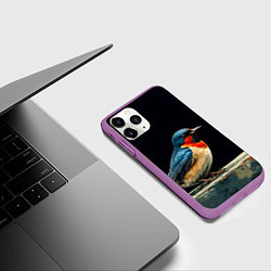 Чехол iPhone 11 Pro матовый Ласточка, цвет: 3D-фиолетовый — фото 2