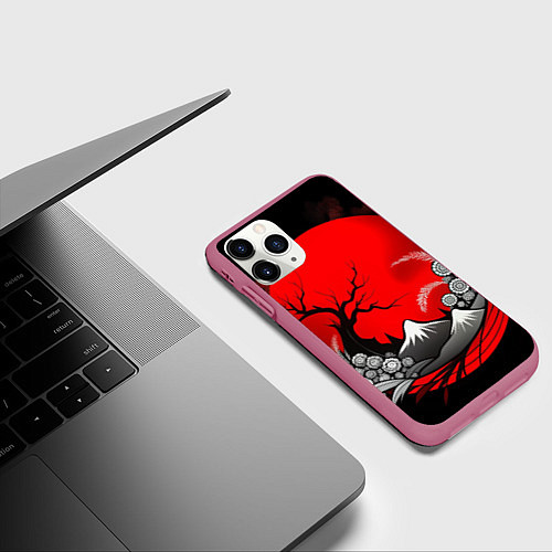 Чехол iPhone 11 Pro матовый Природа Японии - абстракция / 3D-Малиновый – фото 3