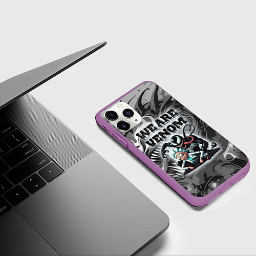 Чехол iPhone 11 Pro матовый We are Venom - graffiti / 3D-Фиолетовый – фото 3
