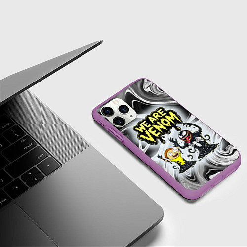 Чехол iPhone 11 Pro матовый We are Venom - Morty / 3D-Фиолетовый – фото 3