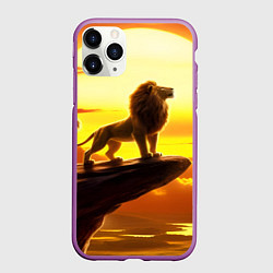 Чехол iPhone 11 Pro матовый Лев на закате на горе, цвет: 3D-фиолетовый