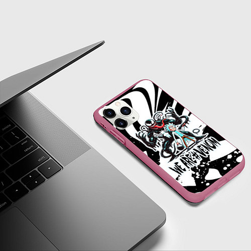 Чехол iPhone 11 Pro матовый Rick Sanchez - we are Venom meme / 3D-Малиновый – фото 3