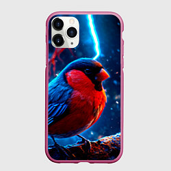 Чехол iPhone 11 Pro матовый Снигирь и молнии, цвет: 3D-малиновый