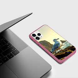 Чехол iPhone 11 Pro матовый Морская чайка, цвет: 3D-малиновый — фото 2